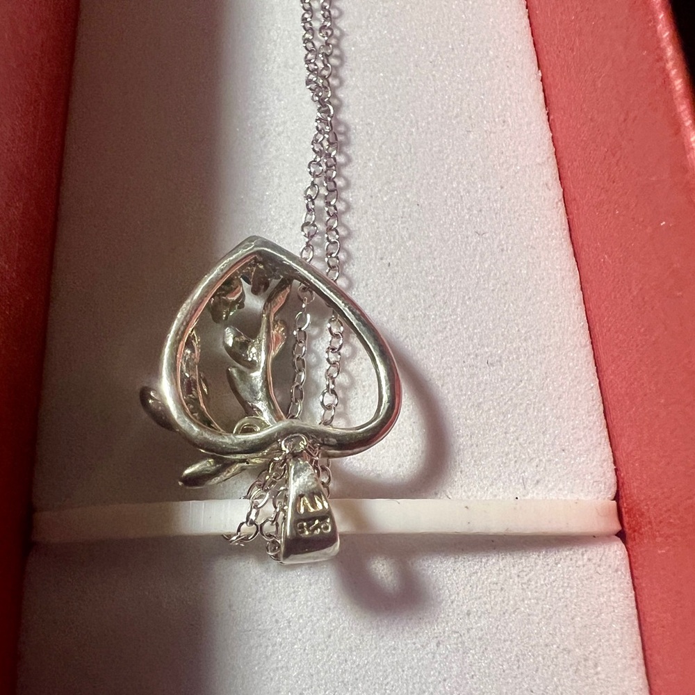 Sterling Silver Heart Ruby And Emerald Necklace - image 2